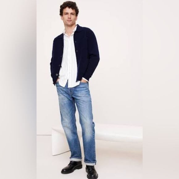 NWT Banana Republic Men’s Navy Cashmere Polo Cardigan Sz M (#767838)